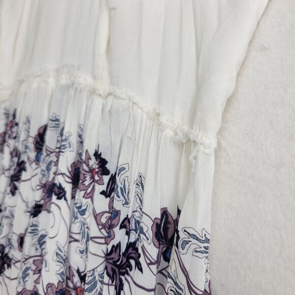 Free People Babydoll Maxi Dress SIZE S Cream Combo Floral Slip Maxi Dress Sheer - Picture 10 of 16
